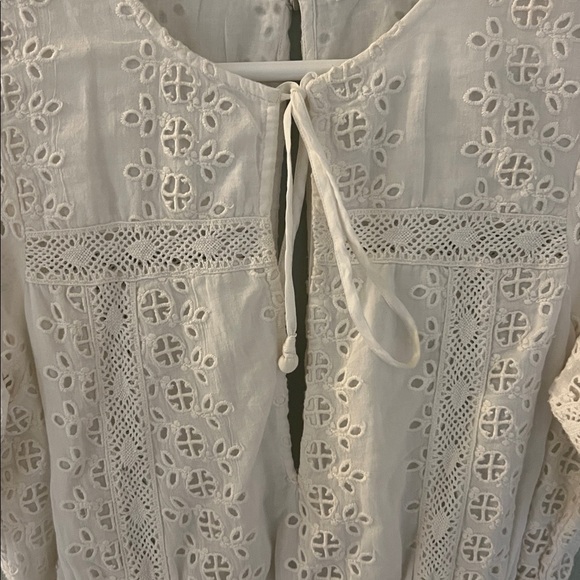 Tularosa White Eyelet Lace Mini Dress with Corset Waist - Picture 5 of 6